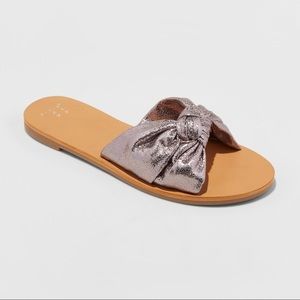 FREE Pewter metallic slide sandal
